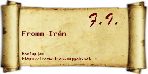Fromm Irén névjegykártya